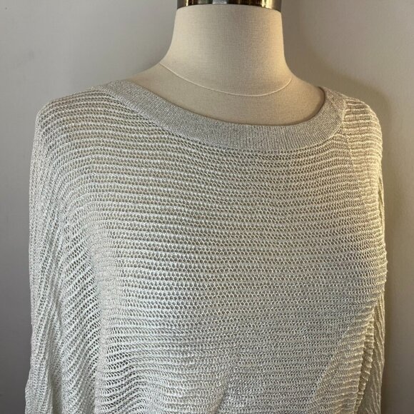 EXPRESS Women's White Silver Netted Sweater - Size Large - NWT $59.90 - Picture 4 of 6